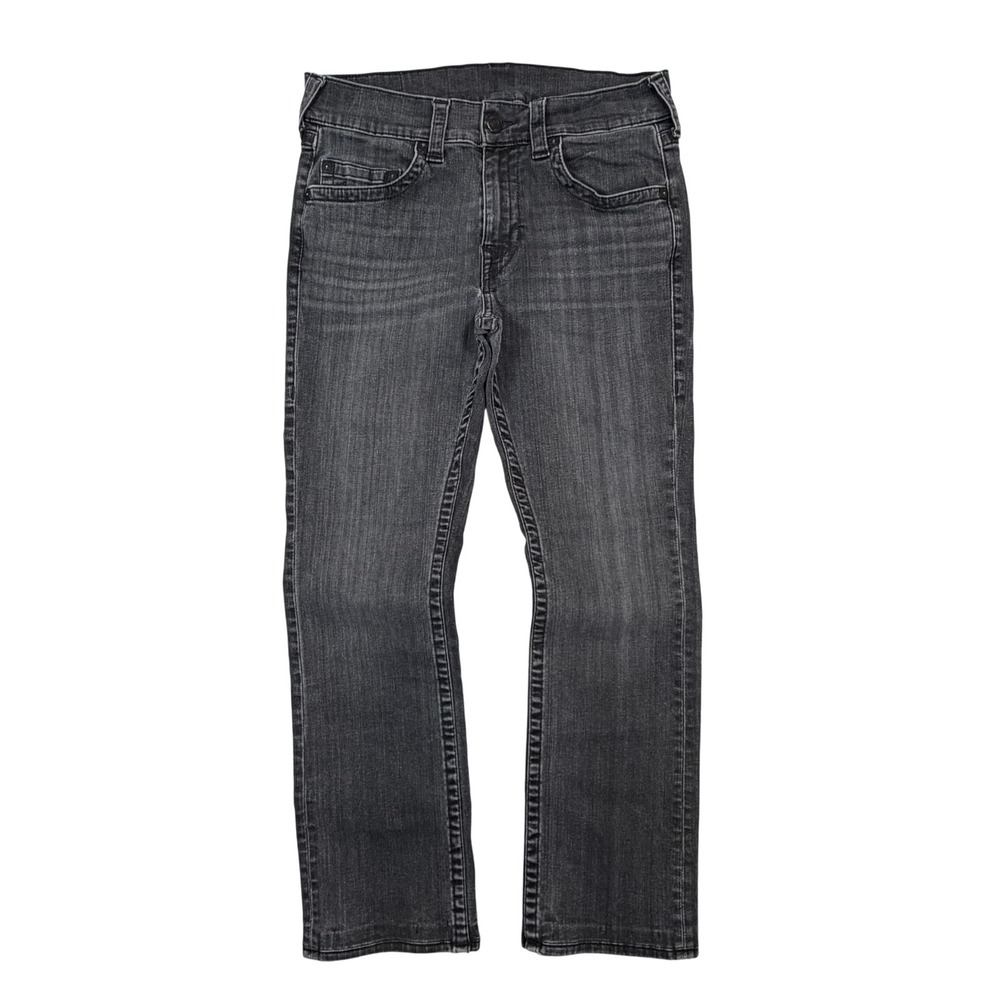 True Religion Straight Leg Jeans Mens 33 Black Washed World Tour Distressed